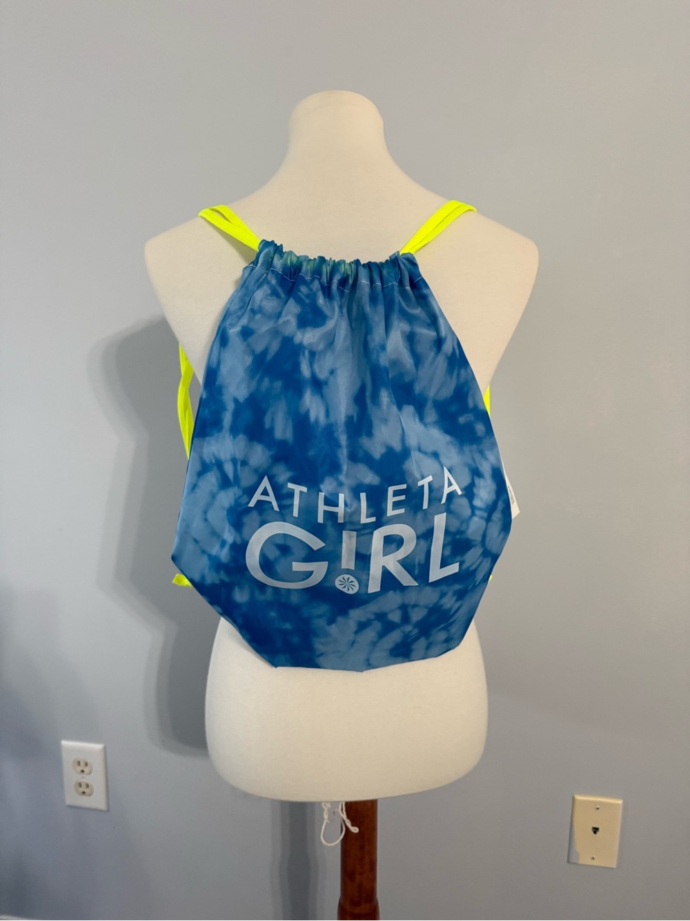 New- Athleta Girl Blue Tie-Dye Drawstring Backpack